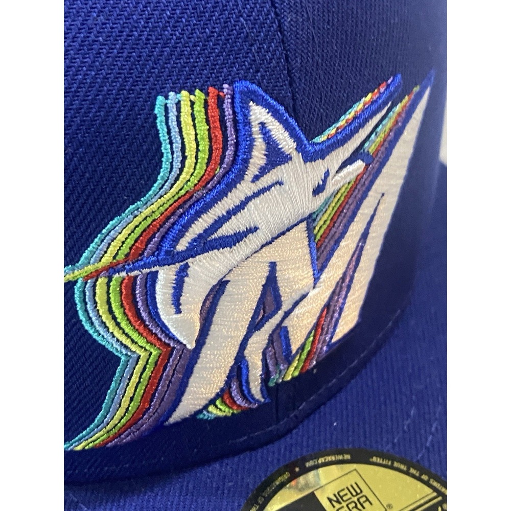 New Era MLB Marlins 59Fifty 25th Anniversary WS Cap 7 1/4 Multi-Color "M" Shadow - Picture 4 of 8